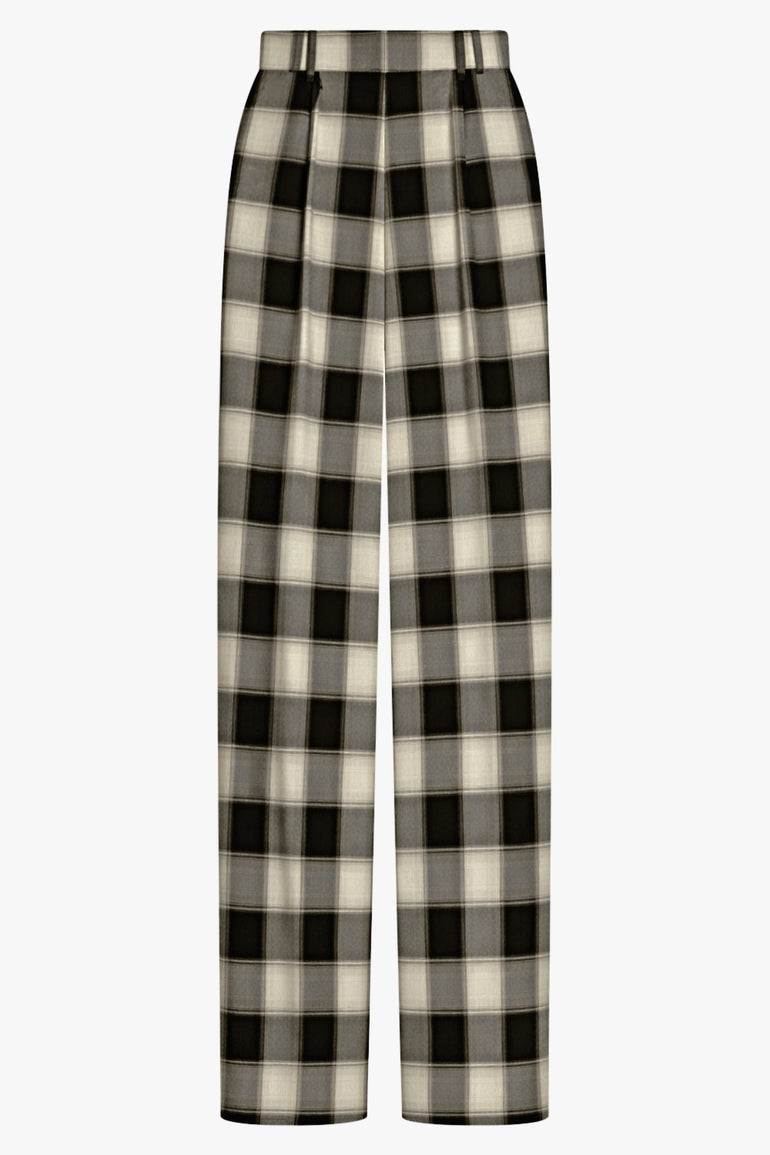 PHOEBE PHILO RTW Low Rise Drop Oversized Check Tailored Trouser | Black/Cream