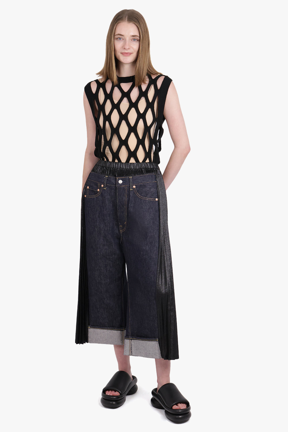 Mesh Sleeveless Knitted Top | Black – Parlour X