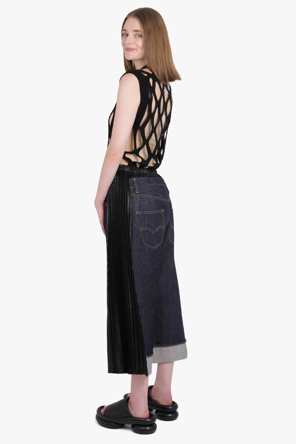 Mesh Sleeveless Knitted Top | Black – Parlour X