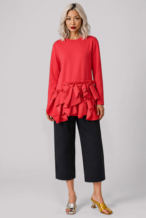 Pleat Front Balloon Pant With Elastic Cuff | Black