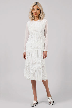Drape Ruched Panel Sleeveless Top | White