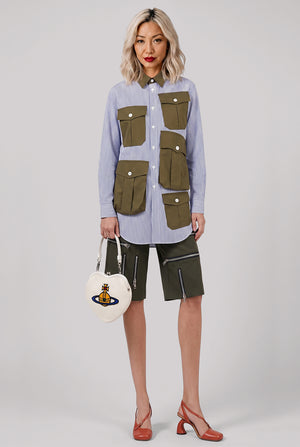 L/S Stripe Pocket Detail Shirt Dress | Navy/White/Khaki