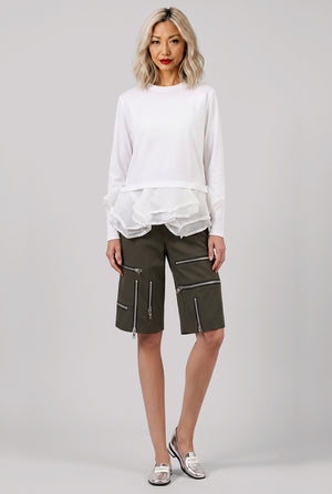 L/S Top With Asymmetric Hem Panels | White