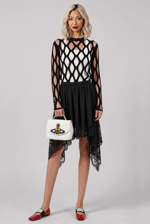 Mesh L/S Knitted Top | Black