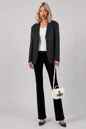 Spotted Twill Single Breasted Jacket | Black
