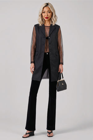 Velvet Low Rise Flare Pant | Black