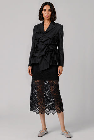 Lace Straight Midi Skirt | Black