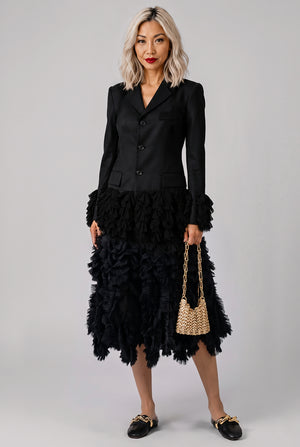 Tiered Ruffle Midi Skirt | Black