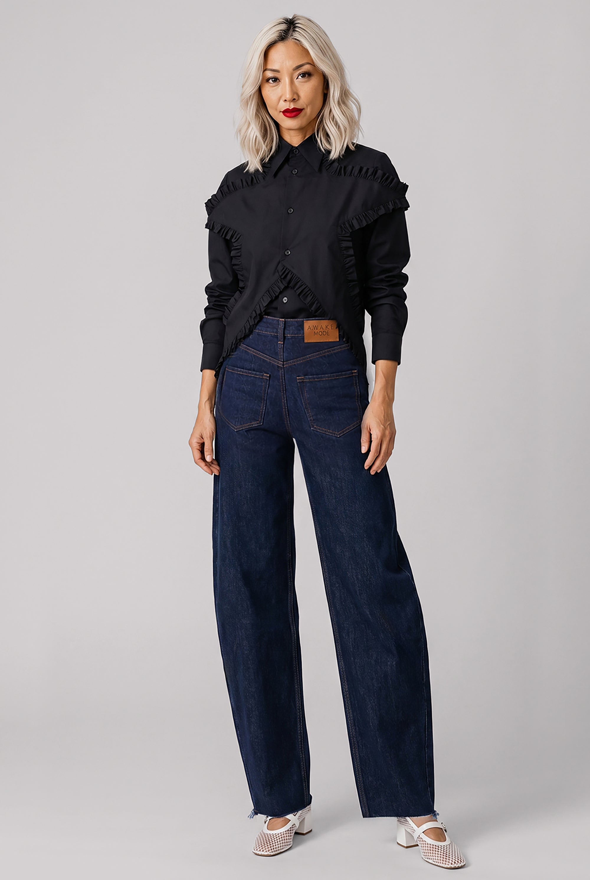 NOIR KEI NINOMIYA STAR RUFFLE SHIRT BLACK NEW SEASON PARLOUR X