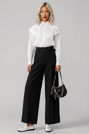 Belted Wide Leg Trouser | Black