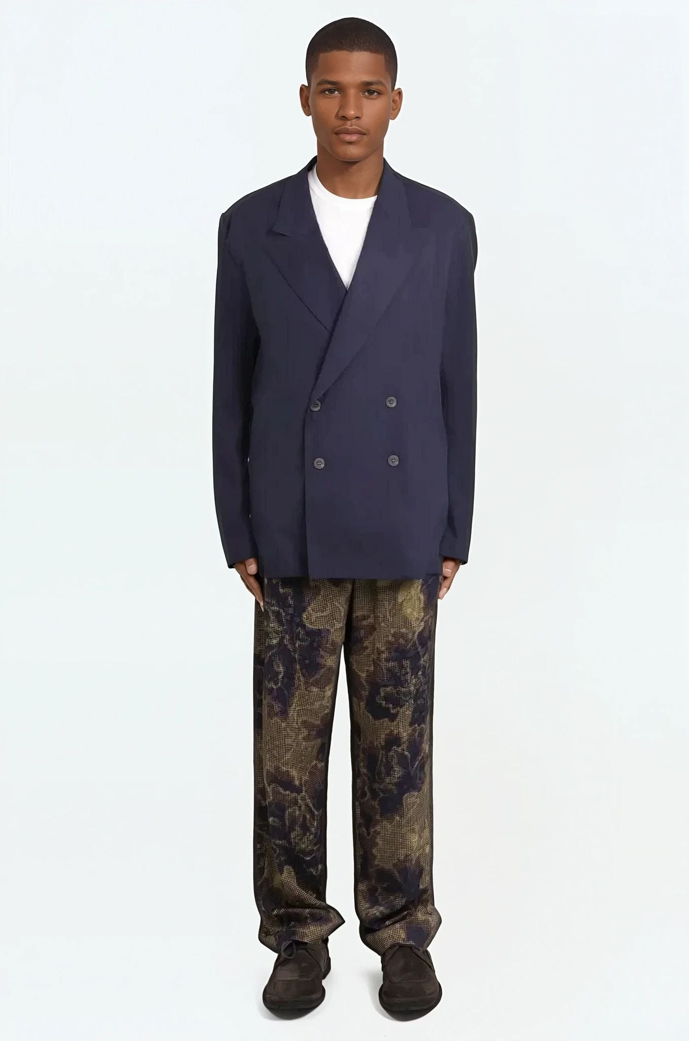 DRIES VAN NOTEN RTW Double Breasted Relaxed Style Jacket | Midnight Blue