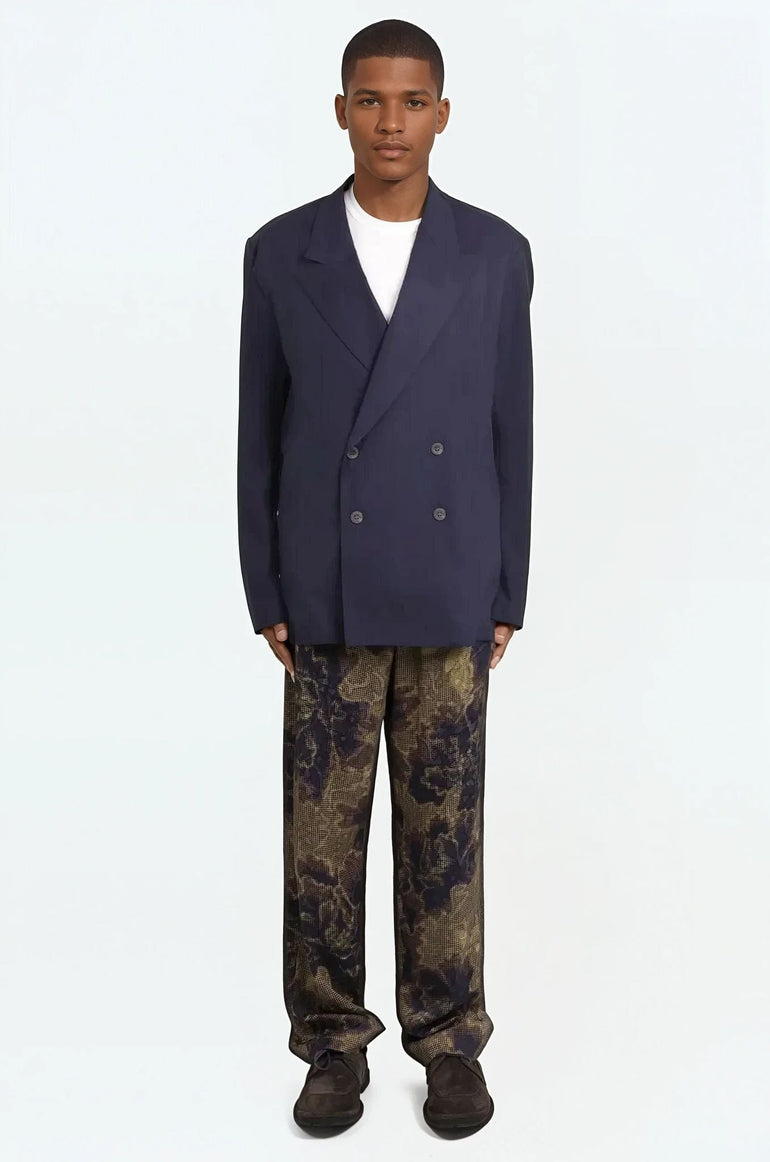 DRIES VAN NOTEN RTW Double Breasted Relaxed Style Jacket | Midnight Blue