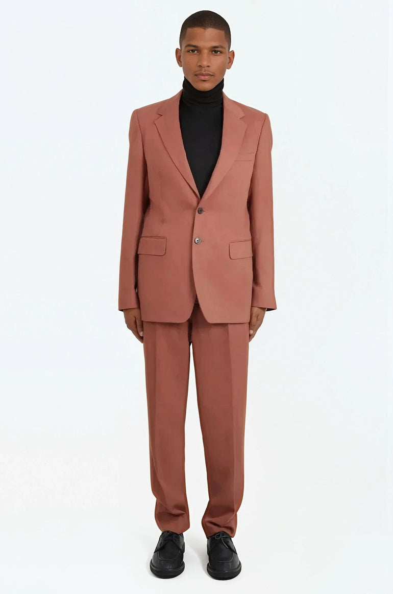 DRIES VAN NOTEN RTW Single Breasted Relaxed Suit Jacket x Pant | Brique Red