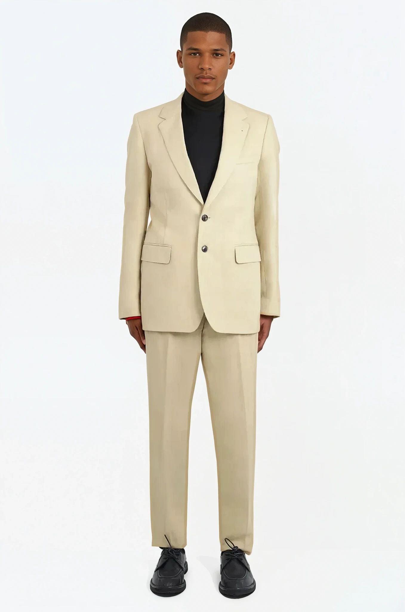 DRIES VAN NOTEN RTW Single Breasted Relaxed Suit Jacket x Pant | Hay Beige