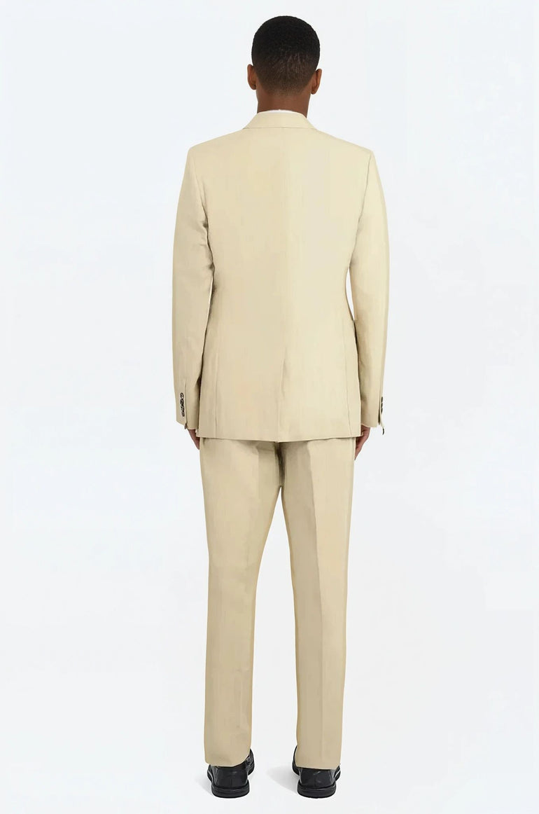 DRIES VAN NOTEN RTW Single Breasted Relaxed Suit Jacket x Pant | Hay Beige