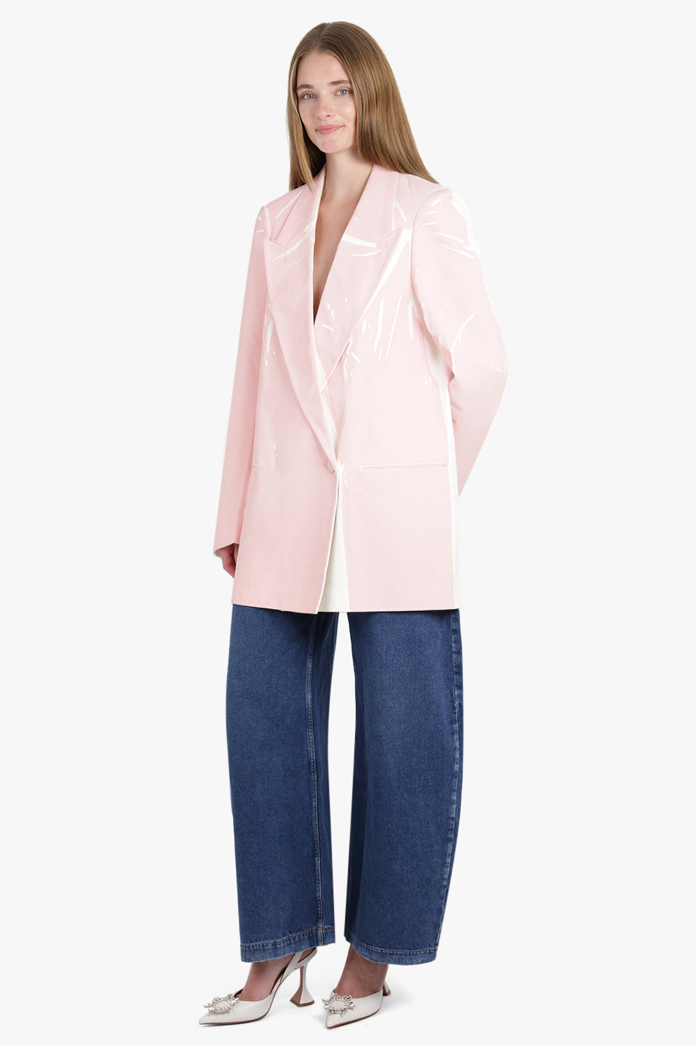 DRIES VAN NOTEN RTW Blink Single Breasted Trim Detail Blazer | White