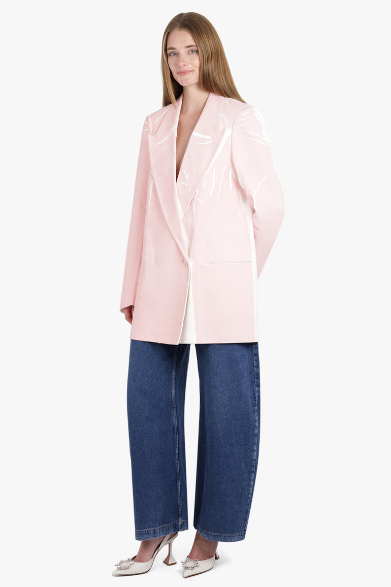 DRIES VAN NOTEN RTW Blink Single Breasted Trim Detail Blazer | White