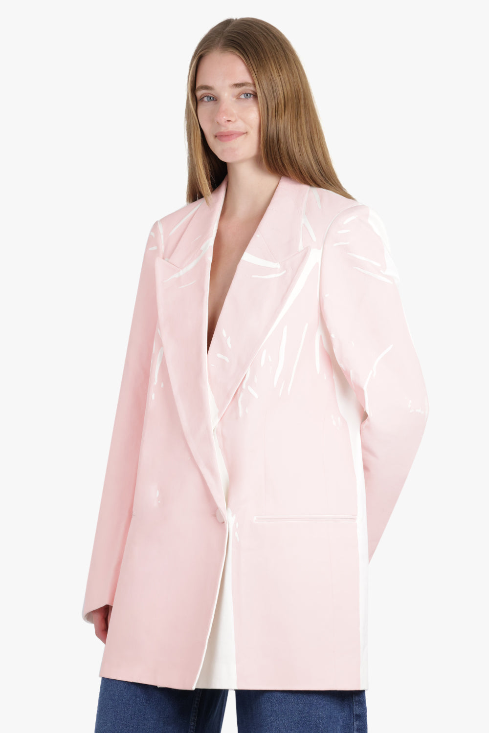 DRIES VAN NOTEN RTW Blink Single Breasted Trim Detail Blazer | White