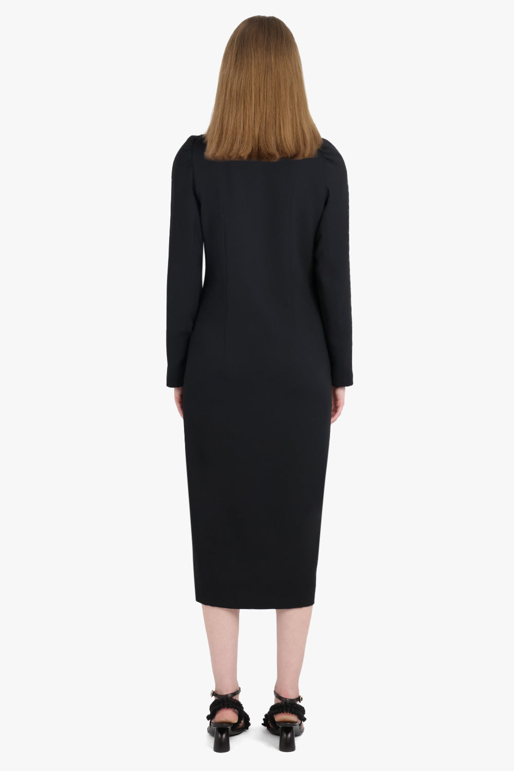 Dapan Embellished Crossover L/S Midi Dress | Black – Parlour X