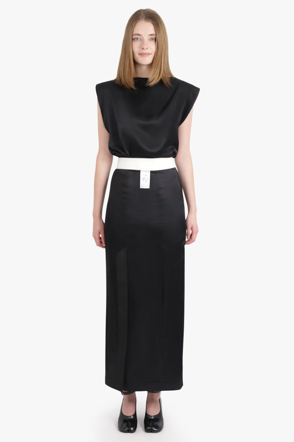 MM6 BY MAISON MARGIELA RTW Drape S/Less Boat Neck Top | Black