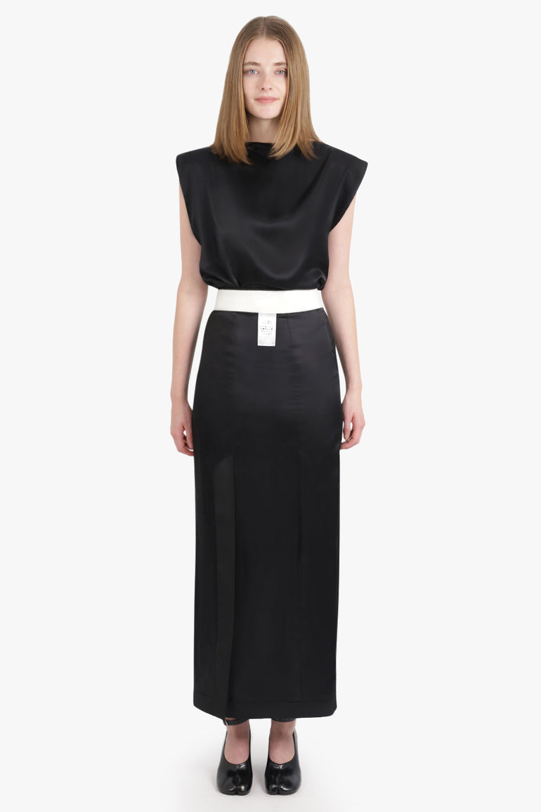 MM6 BY MAISON MARGIELA RTW Drape S/Less Boat Neck Top | Black