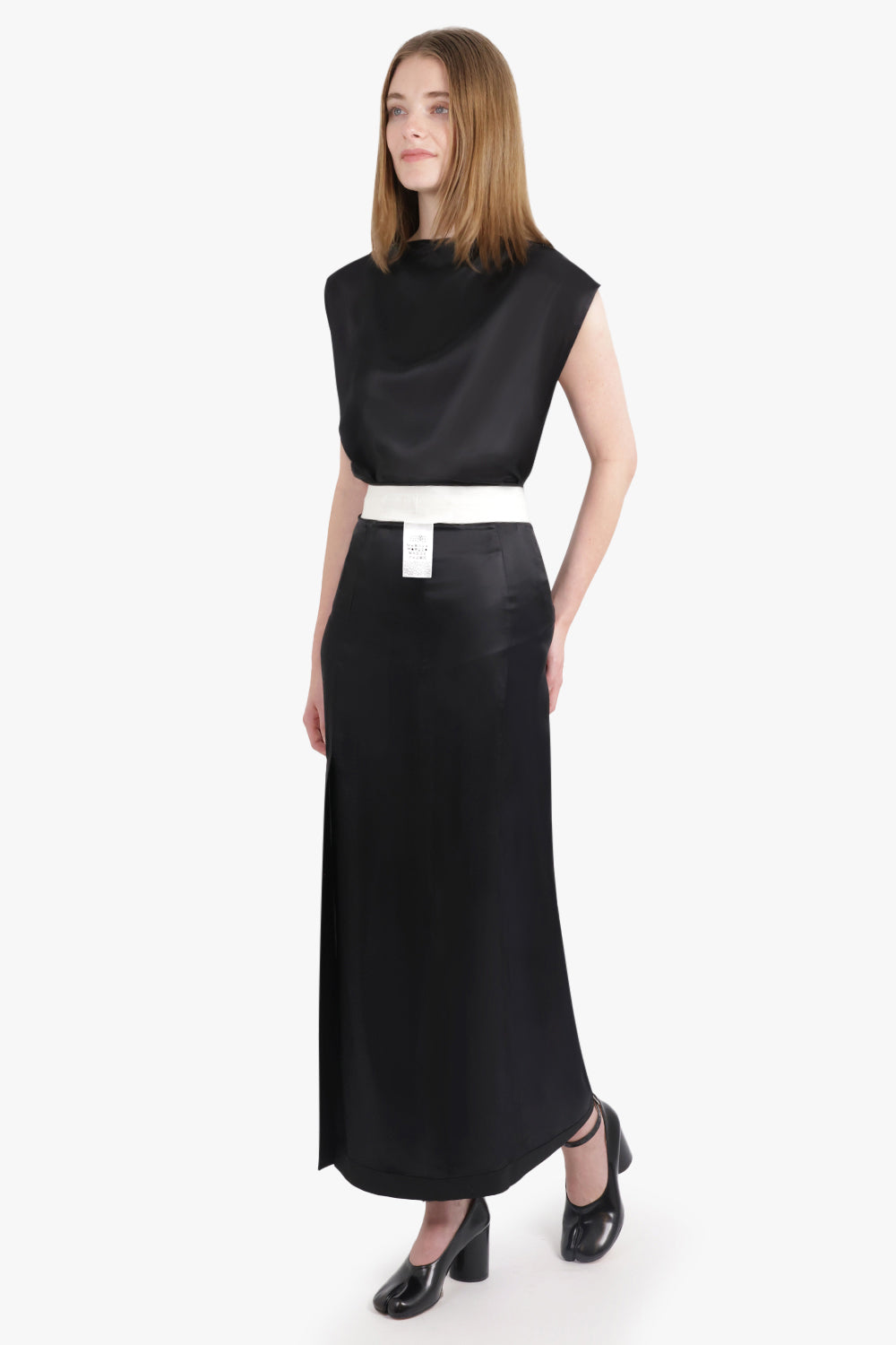 MM6 BY MAISON MARGIELA RTW Drape S/Less Boat Neck Top | Black