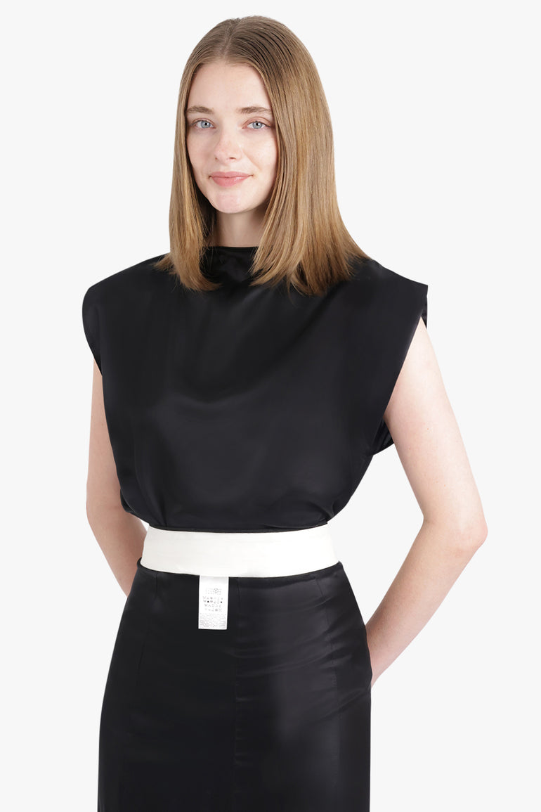 MM6 BY MAISON MARGIELA RTW Drape S/Less Boat Neck Top | Black