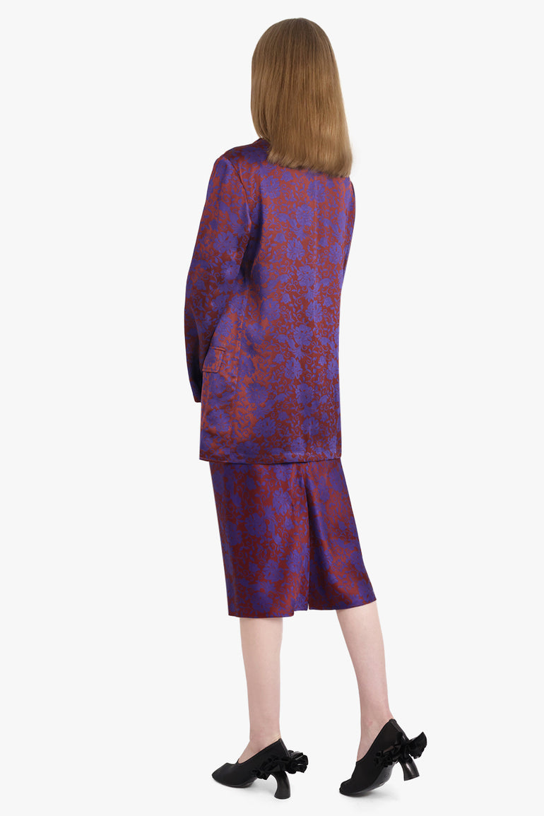 DRIES VAN NOTEN RTW Basti Floral Jacquard Single Breasted  Jacket | Burgundy/Purple