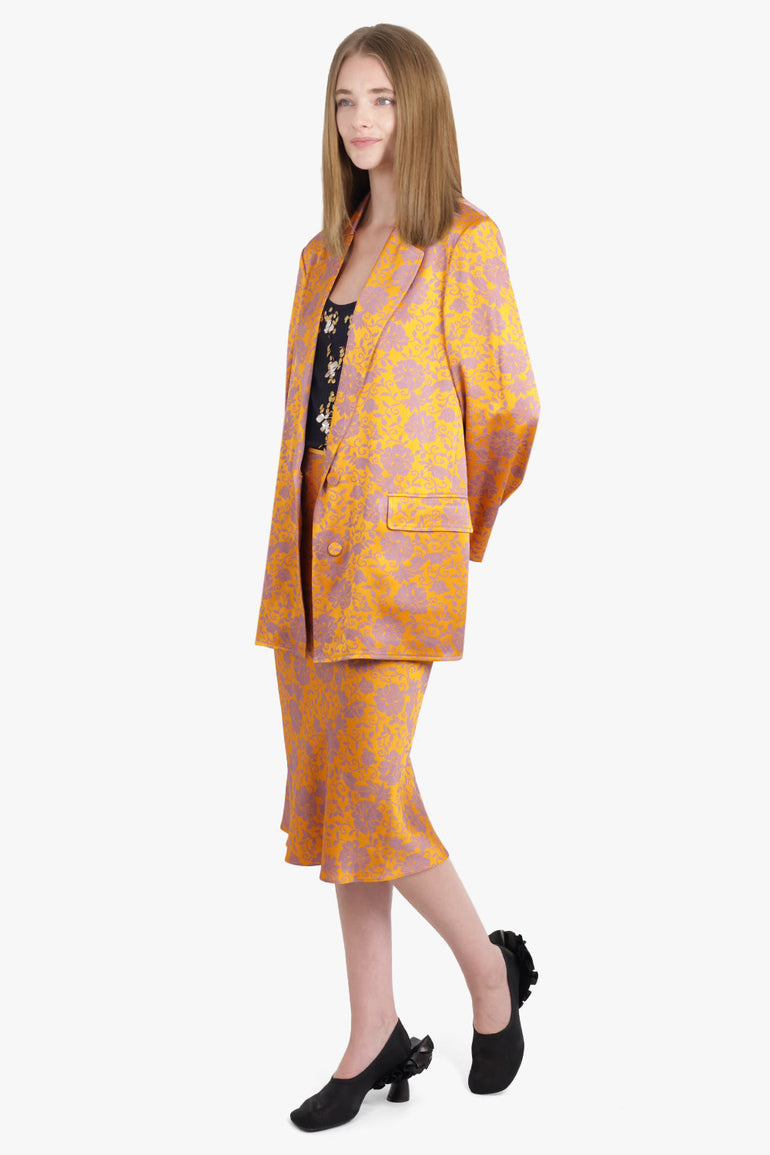 DRIES VAN NOTEN RTW Basti Floral Jacquard Single Breasted  Jacket | Mandarin/Lilac