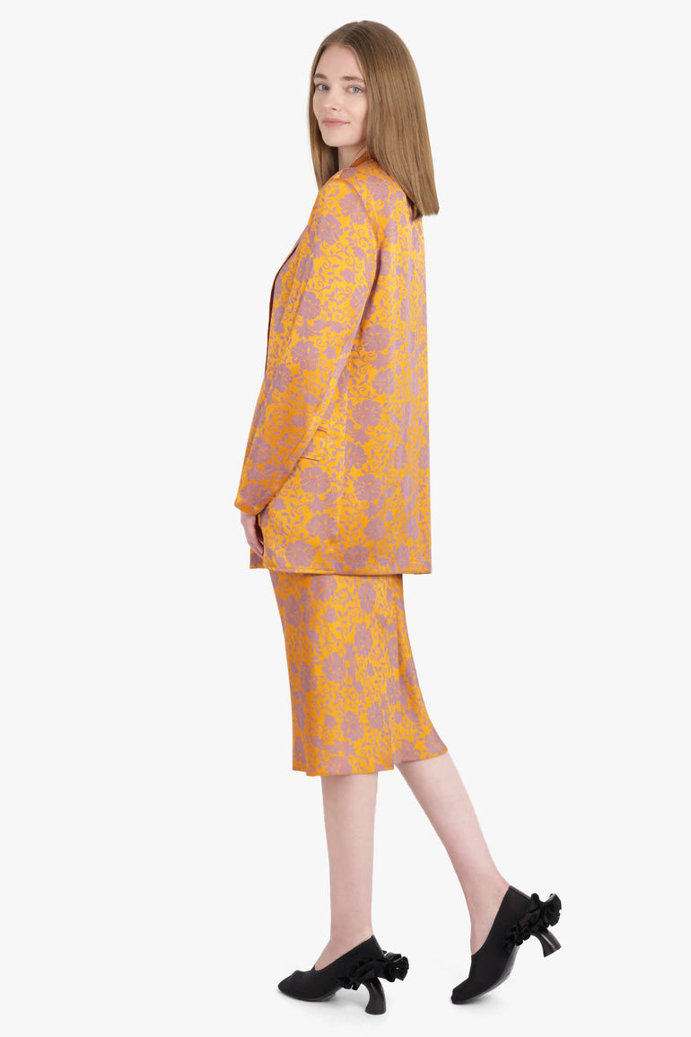 DRIES VAN NOTEN RTW Basti Floral Jacquard Single Breasted  Jacket | Mandarin/Lilac