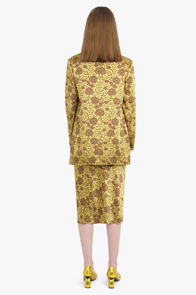 DRIES VAN NOTEN RTW Basti Floral Jacquard Single Breasted  Jacket | Yellow/Ocra