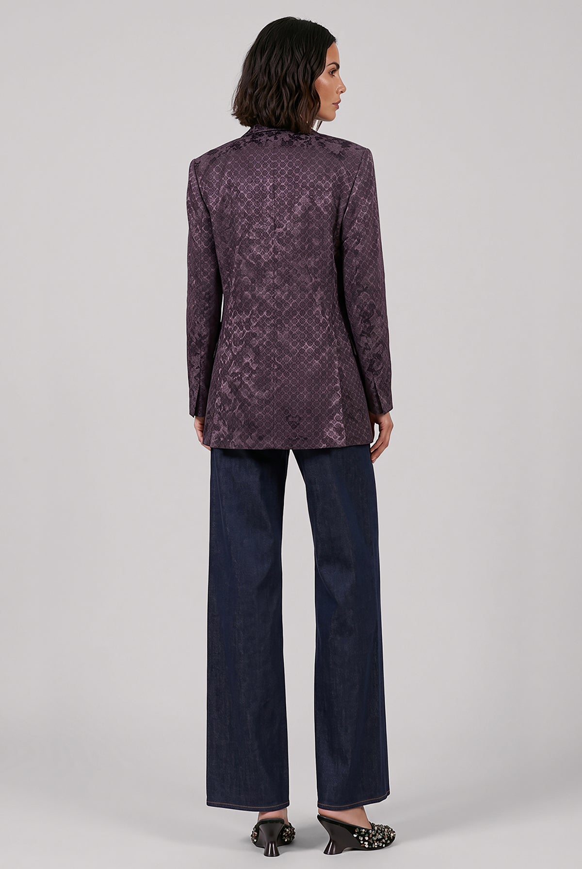 DRIES VAN NOTEN RTW Baftan Floral Motif Single Breast Jacket | Brown
