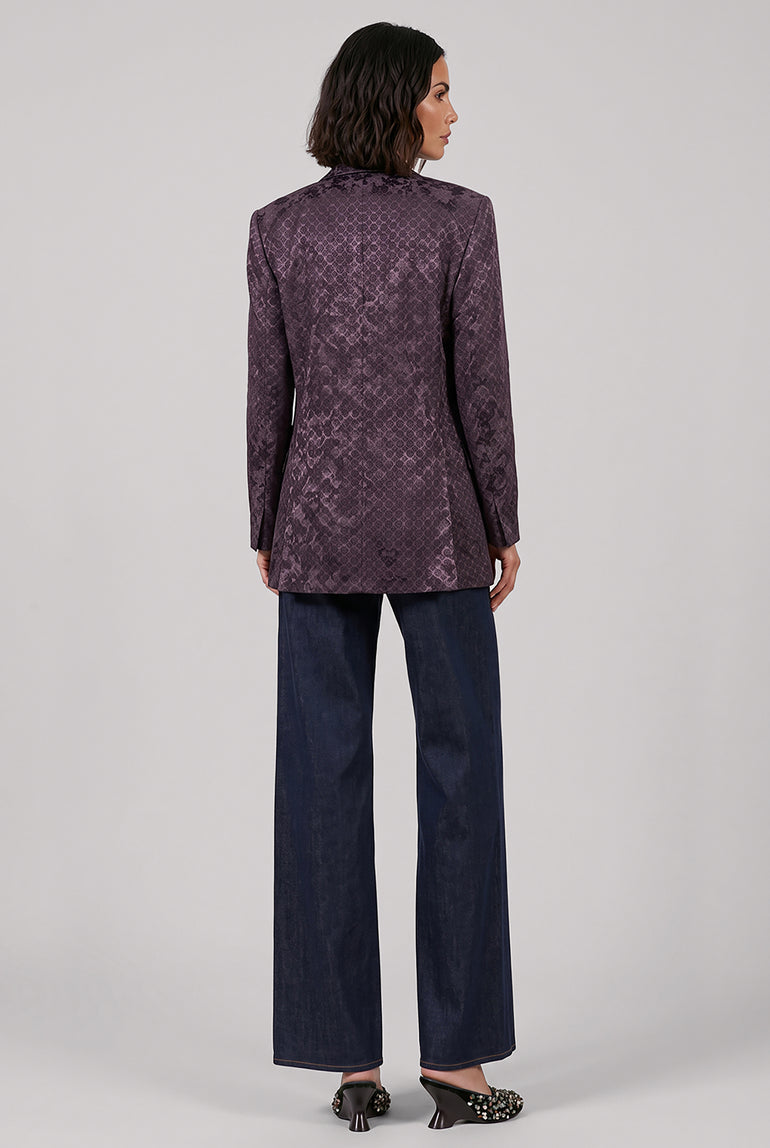 DRIES VAN NOTEN RTW Baftan Floral Motif Single Breast Jacket | Brown