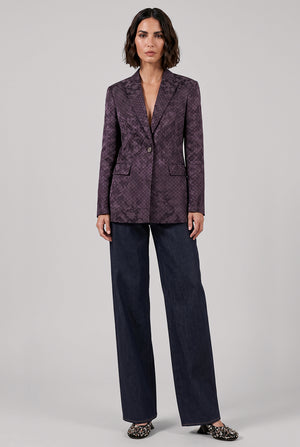 Baftan Floral Motif Single Breast Jacket | Brown