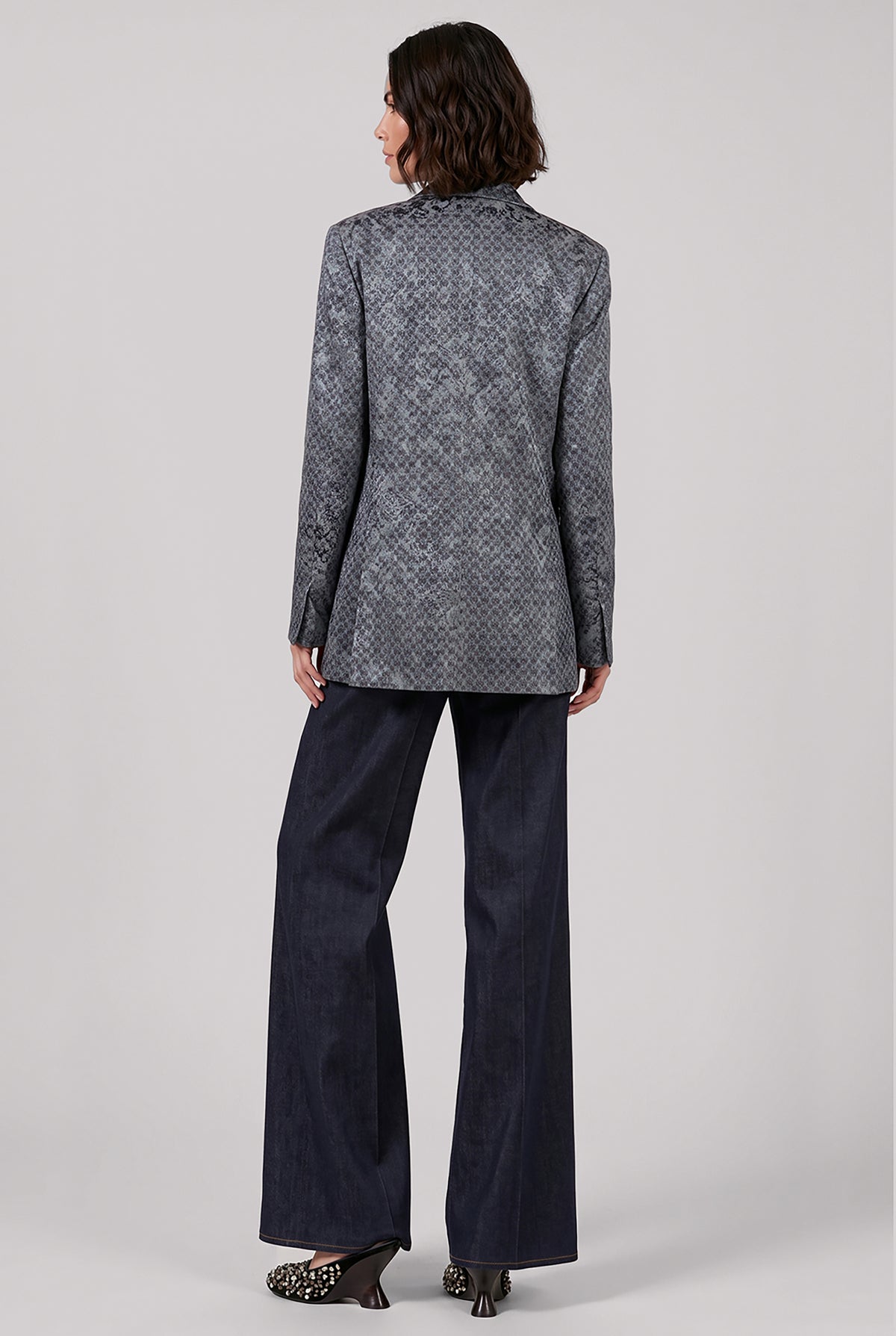 DRIES VAN NOTEN RTW Baftan Floral Motif Single Breast Jacket | Turquoise