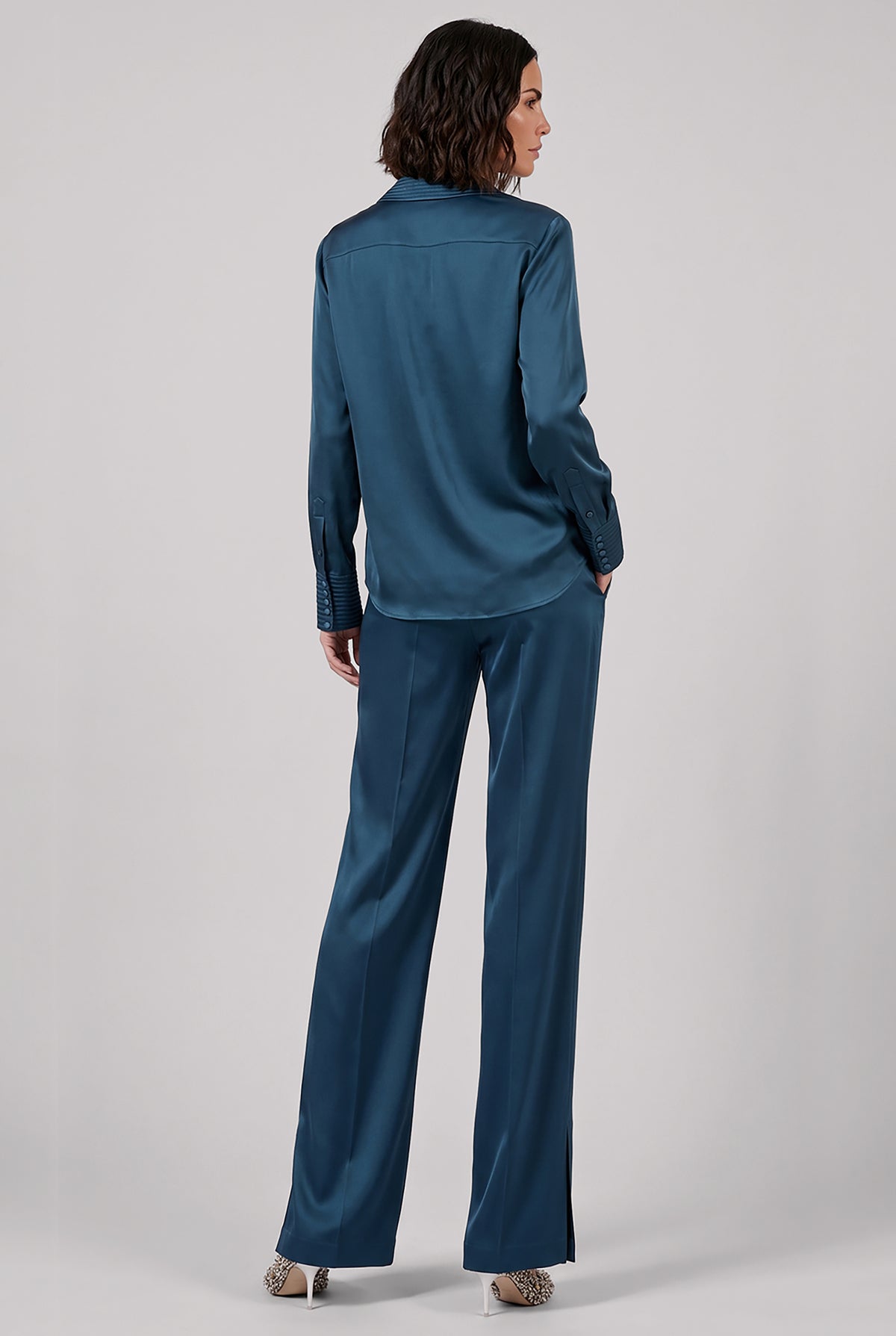 DRIES VAN NOTEN RTW Portias Fluid Straight Leg Pant | Petrol Blue