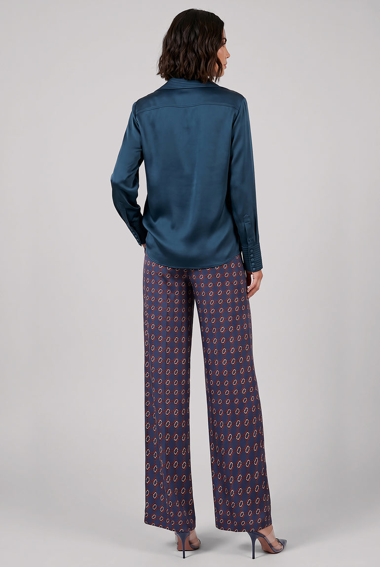 DRIES VAN NOTEN RTW Celinta Fluid L/S Shirt | Petrol Blue