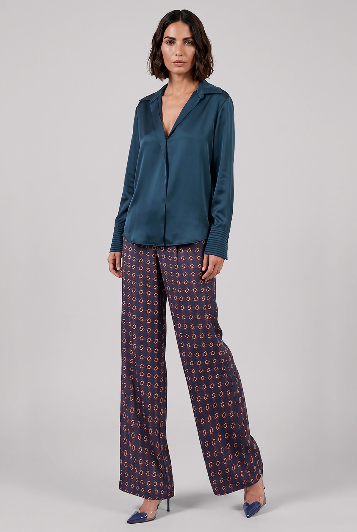 DRIES VAN NOTEN RTW Celinta Fluid L/S Shirt | Petrol Blue