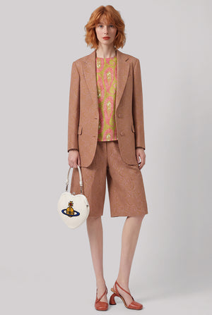 Pomy Tapestry Floral Jacquard Long Length Short | Peach/Brown