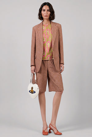 Pomy Tapestry Floral Jacquard Long Length Short | Peach/Brown