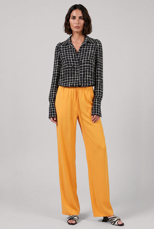 Celindra Check Print L/S Shoulder Detail Shirt | Black/White