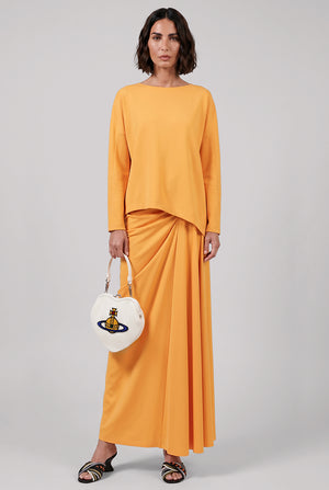 Saren Asymmetric Ruched Maxi Skirt | Orange