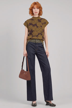 Tepic Textured Floral S\S Sweater | Khaki