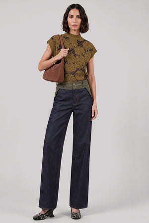 Tepic Textured Floral S\S Sweater | Khaki