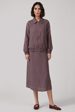 Vinnia Stripe Jacket | Burgundy/Grey