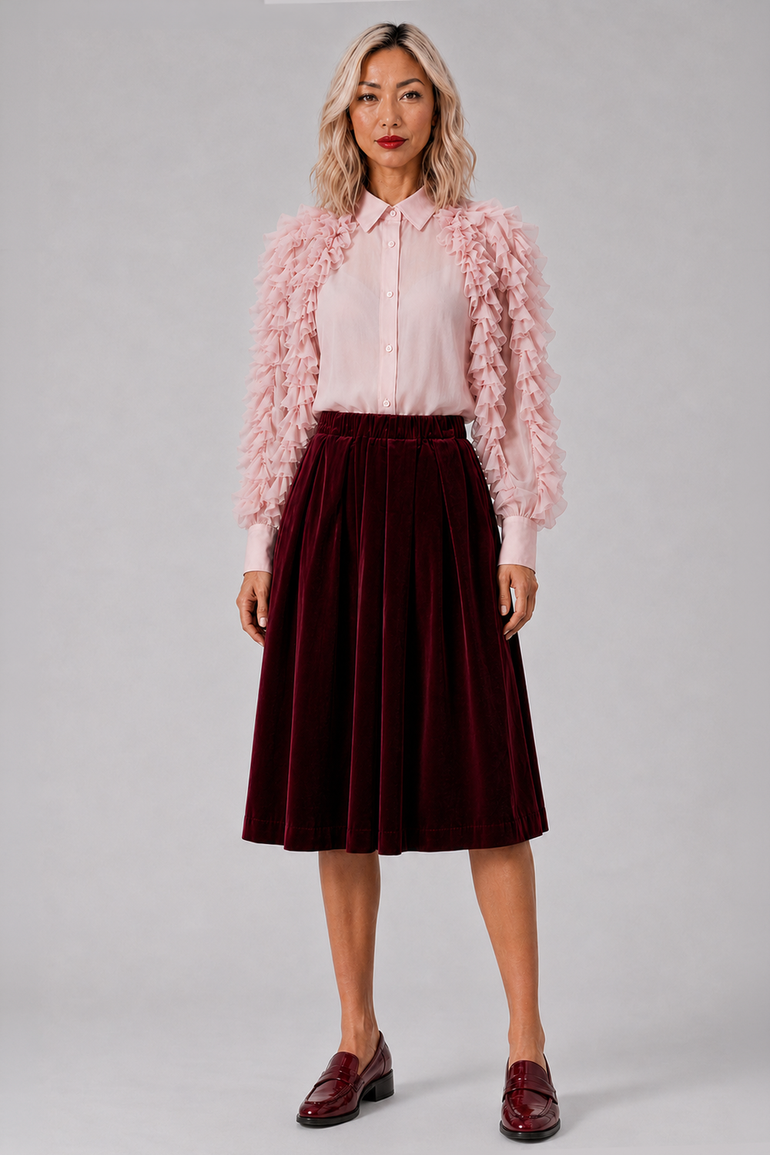 COMME DES GARCONS RTW Ruffle Sleeve Shirt | Pink