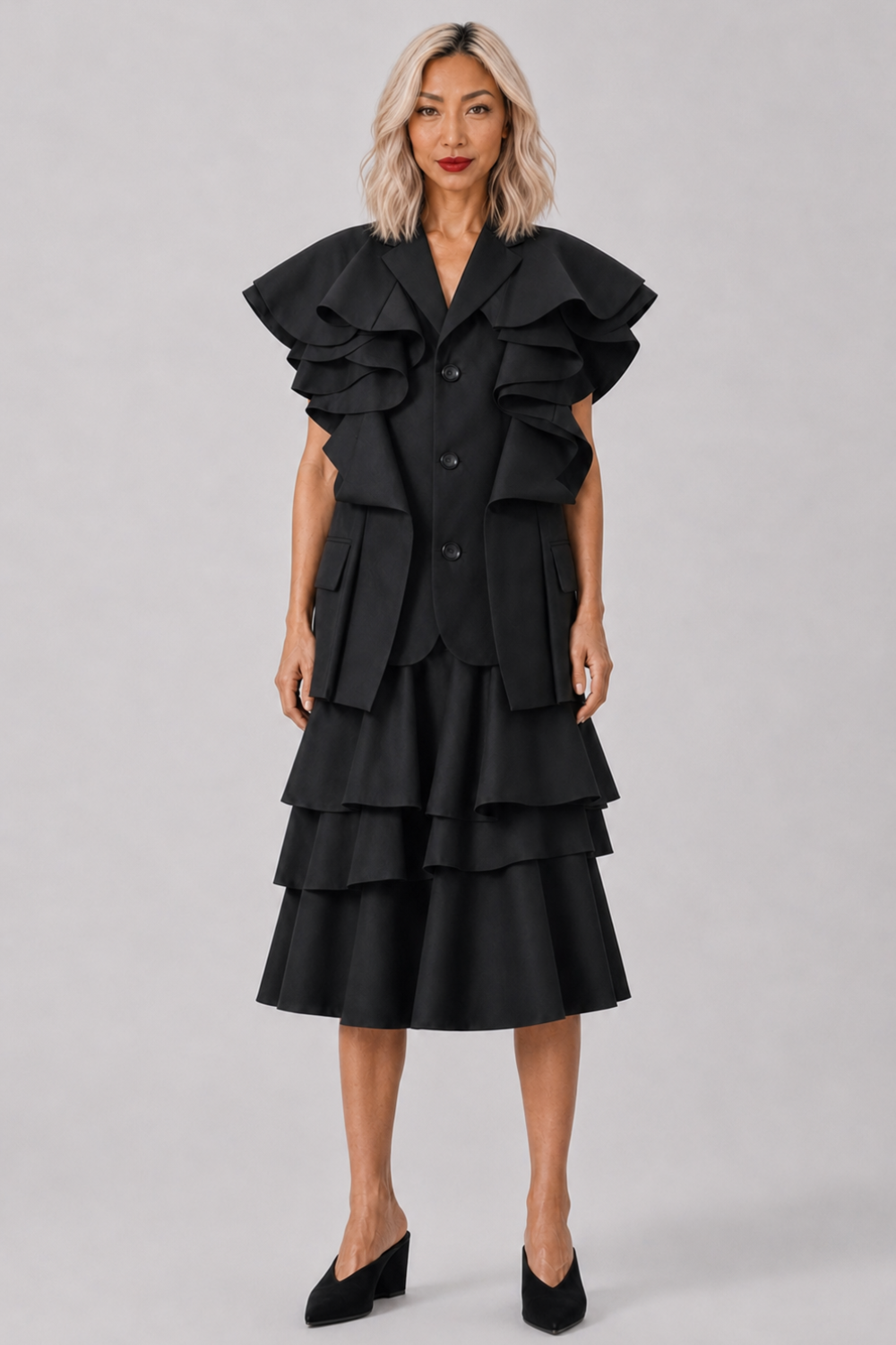 COMME DES GARCONS RTW Sculpt Ruffle Sleeve Jacket | Black