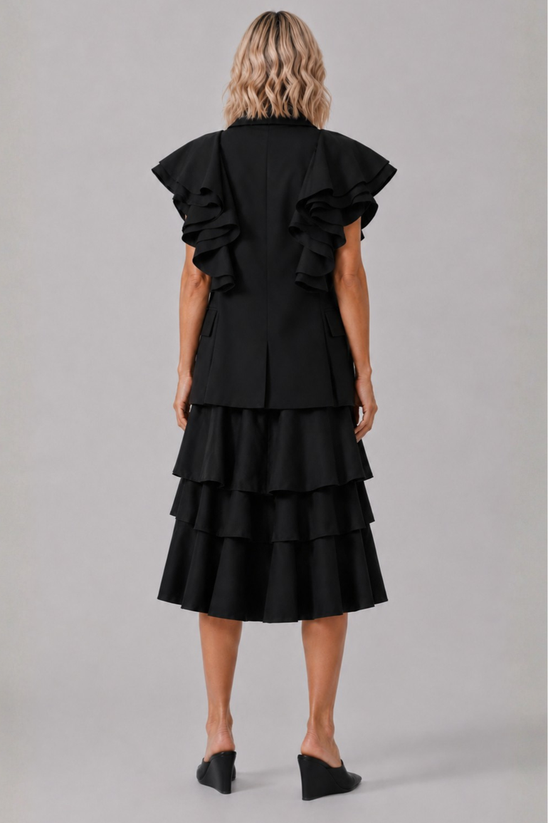 COMME DES GARCONS RTW Sculpt Ruffle Sleeve Jacket | Black