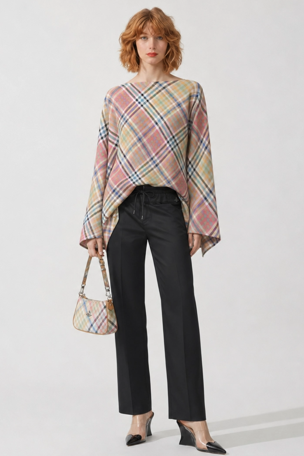 VIVIENNE WESTWOOD RTW Heather Check Infinity Asymmetric Top | Multi