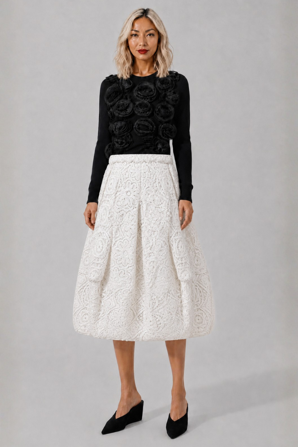 COMME DES GARCONS RTW Flower Embroid Jumper | Black